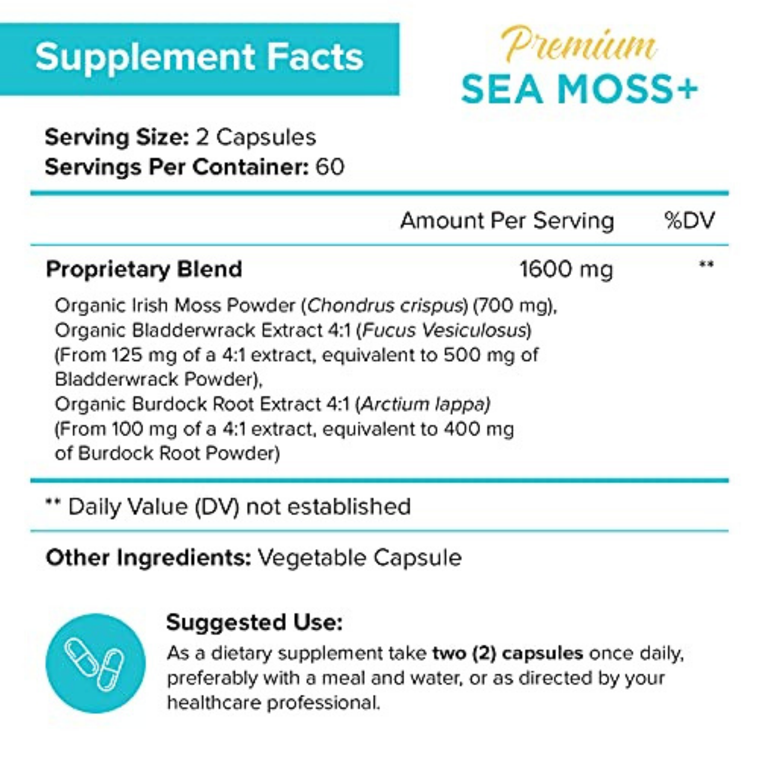 MUSGO DE MAR 1600 MG CAPSULAS NUTRIFLAIR 120 CAPSULAS SEA MOSS