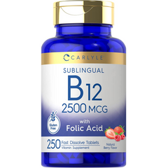 VITAMINA B12 + ÁCIDO FÓLICO 2,500 MCG 250 TABLETAS SUBLINGUALES CARLYLE