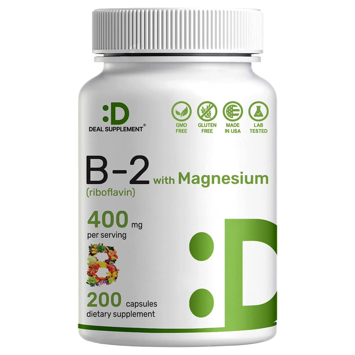 VITAMINA B2 + MAGNESIO DEAL 400 MG 200 CAPSULAS SIN GMO