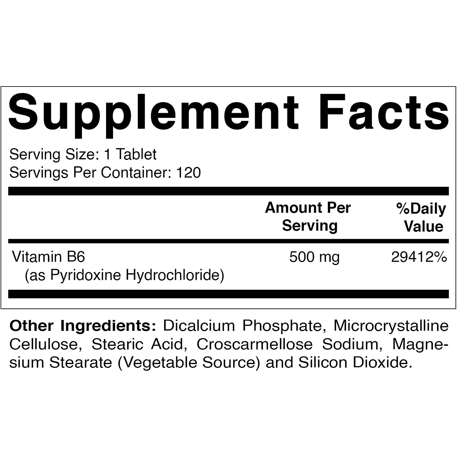 VITAMINA B6  500 MG 120 TABLETAS VITAMATIC