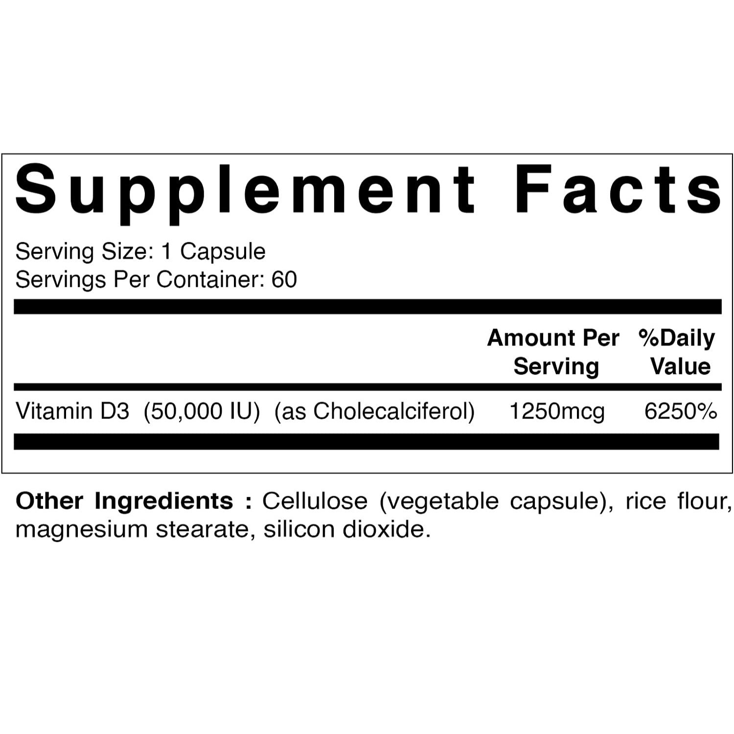 VITAMINA D3 COLECALCIFEROL 50,000 IU 60 CAPSULAS VITAMATIC