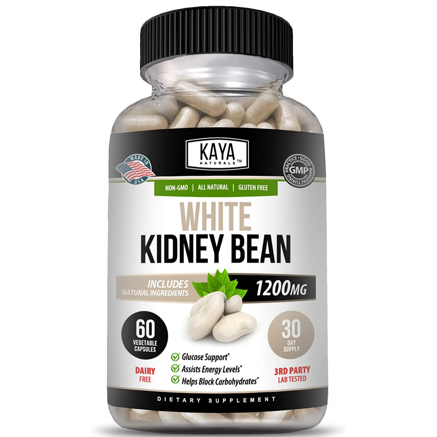 WHITE KIDNEY BEAN BLOQUEADOR DE CARBOHIDRATOS 1200 MG 60 CAPSULAS VEGANO KAYA NATURALS