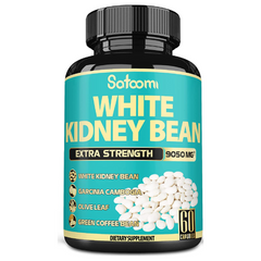 WHITE KIDNEY BEAN BLOQUEADOR DE CARBOHIDRATOS 6000 MG CON GARCINIA CAMBOGIA 1000 MG + TE VERDE 1000 MG  180 CAPSULAS SIN GMO VEGANO 60 CAPSULAS SATOOMI