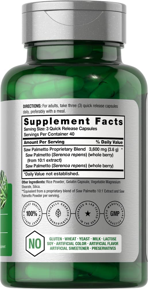 Saw Palmetto Piping Rock 3600 Mg - Boîte De 240 Gélules - Date Limite 06/2027 - Complément Alimentaire Neuf