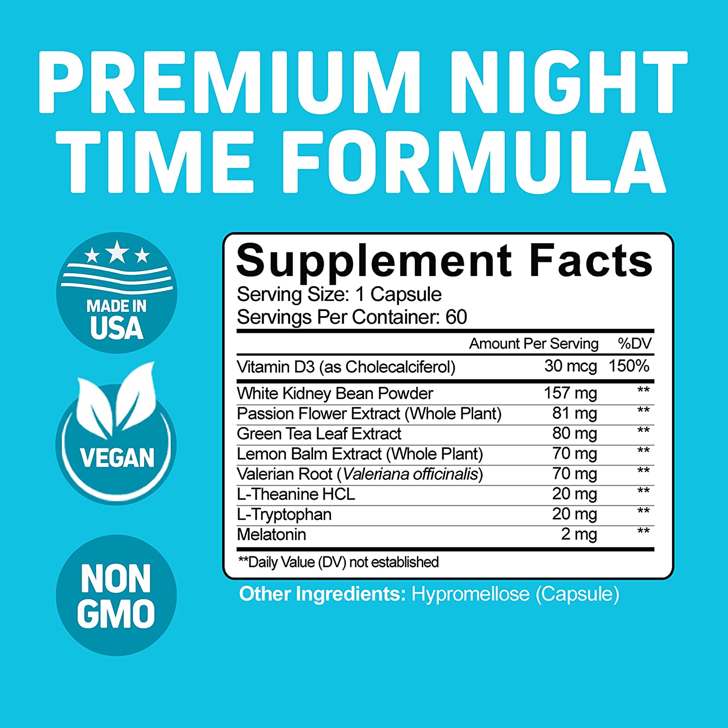 QUEMADURA NOCTURNA 498 MG CON VITAMINA D3 60 CAPSULAS SIN GMO VEGANO HERBTONICS NIGHT TIME BURN