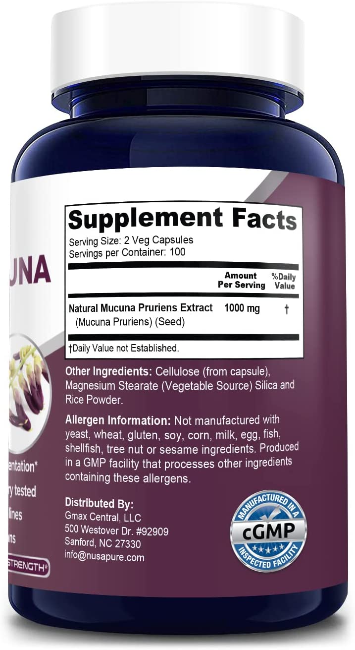 MUCUNA PRURIENS NUSAPURE 1000 MG 200 CAPSULAS VEGETALES SIN GMO