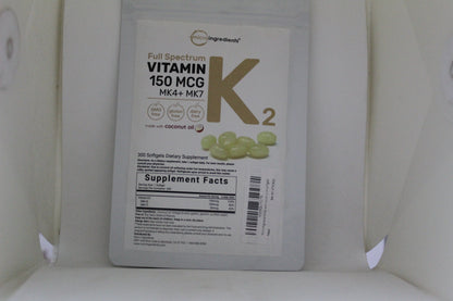 VITAMINA K2 Mk7 Mk4 150 MCG 300 CAPSULAS SIN GMO MICROINGREDIENTS