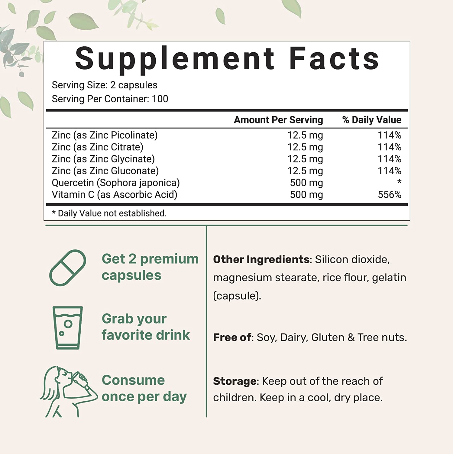 ZINC QUERCETINA MICROINGREDIENTS 1,050 MG 200 CASPULAS