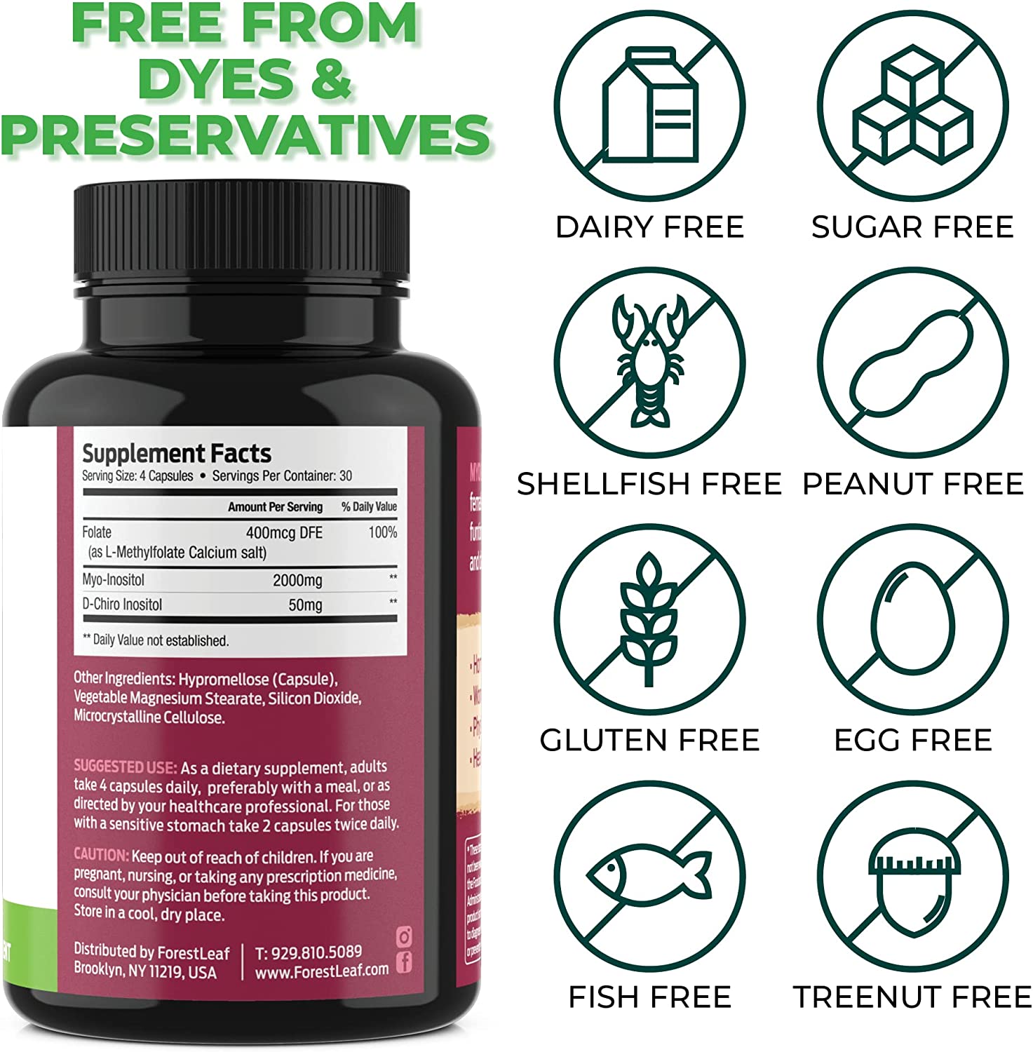 MYO DCHIRO INOSITOL 2050 MG 120 CAPSULAS VEGETALES FORESTLEAF