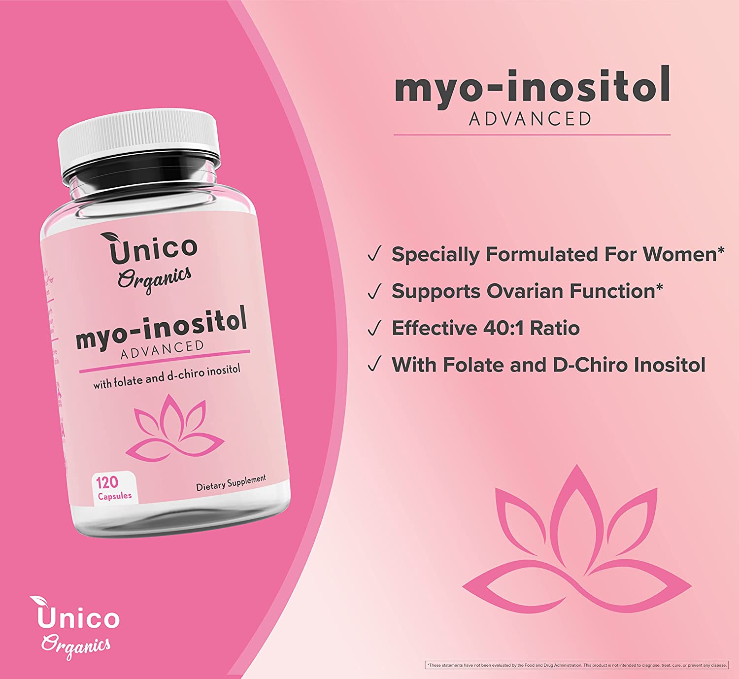 MYO INOSITOL 2000 MG 120 CAPSULAS UNICO ORGANICS – Bexo Perú