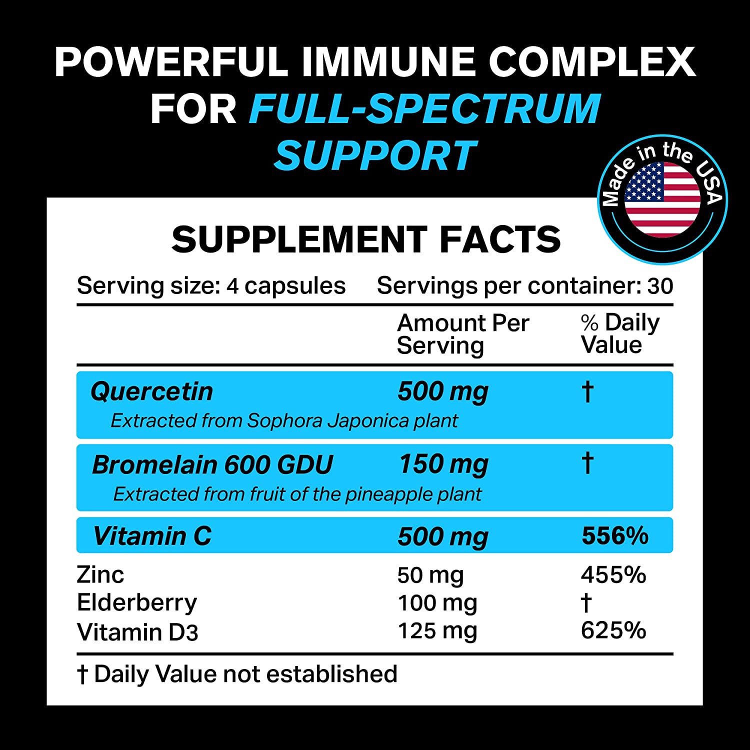 QUERCETINA 500 MG CON BROMELINA 150 MG Y VITAMINA C D3  120 CAPSULAS VEGETALES OROLINE NUTRITION