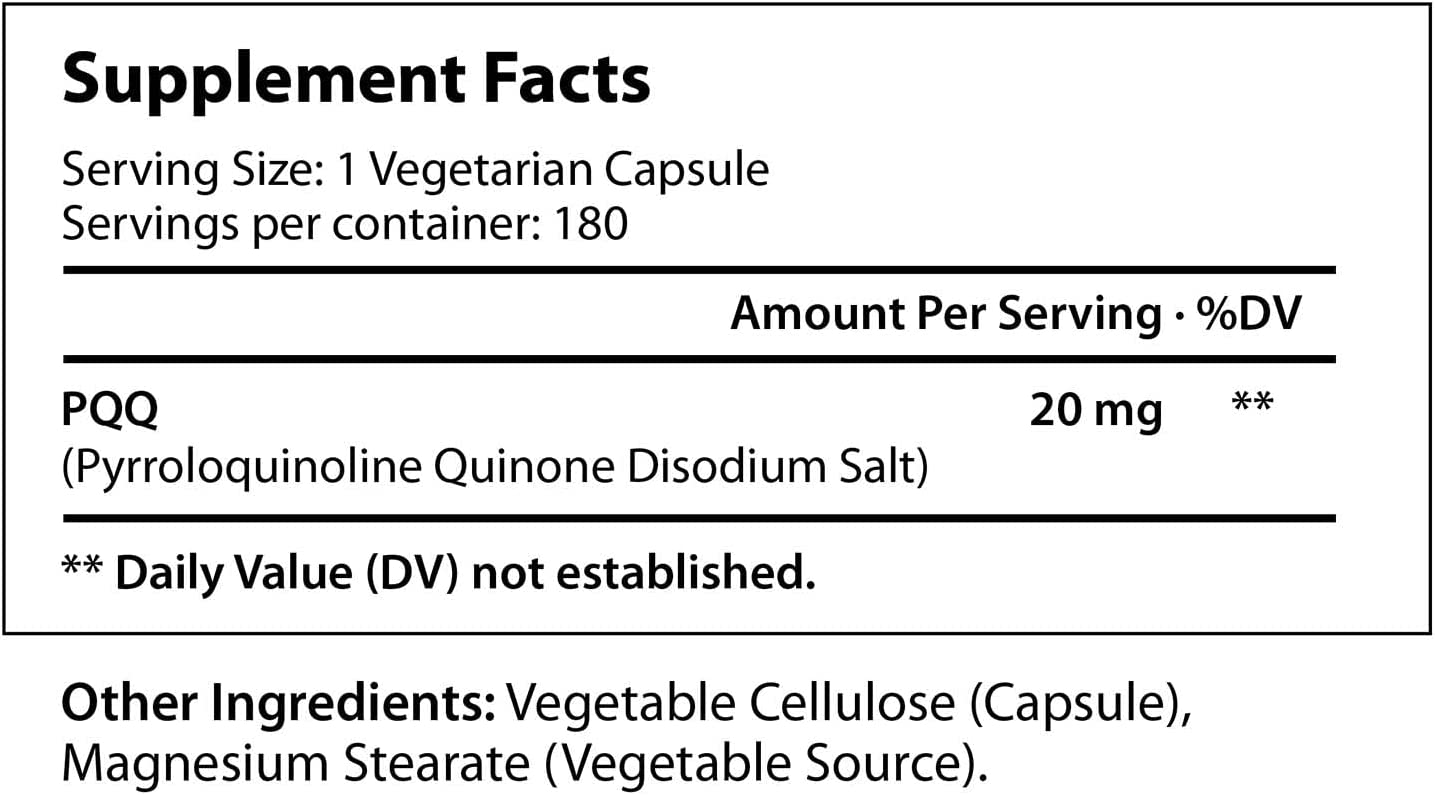 PQQ PIRROLOQUINOLINA 20 MG 180 CAPSULAS VEGETALES VEGANO LONGLIFENUTRI