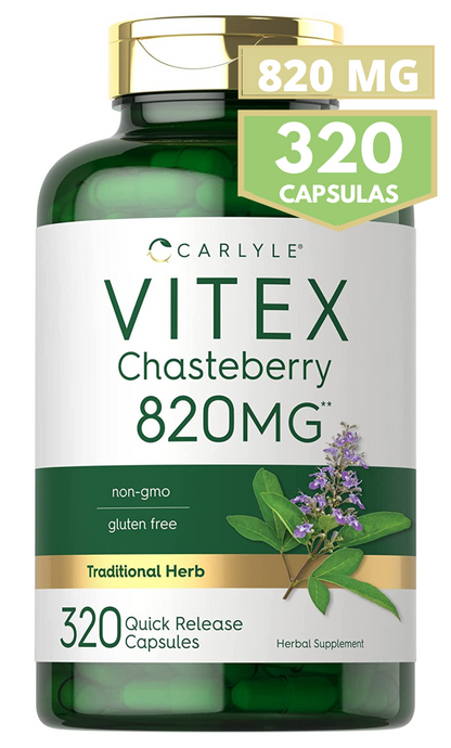 VITEX CHASBERRY 820 MG 320 CAPSULAS DE LIBERACION RAPIDA SIN GMO CARLYLE