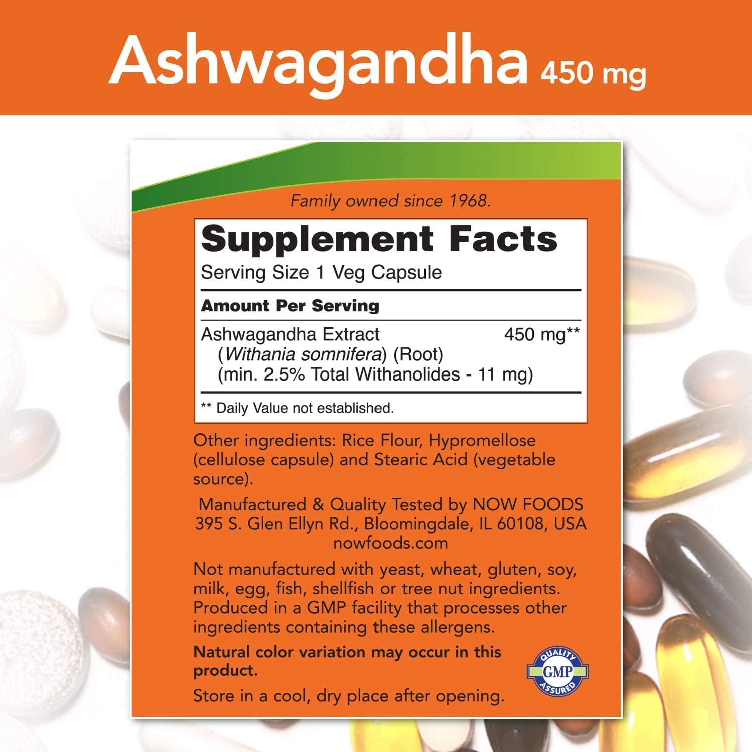 ASHWAGANDHA NOW 450 MG 90 CAPSULAS VEGANO